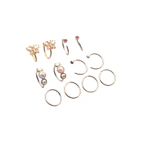 Multi-Pack CZ Pink Butterfly Hoop Nose Rings 12 Pack - 20 Gauge