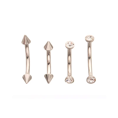 Multi-Pack Silver Curved Spike Labret Barbells 4 Pack - 16 Gauge