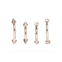 Multi-Pack Silver Curved Spike Labret Barbells 4 Pack - 16 Gauge