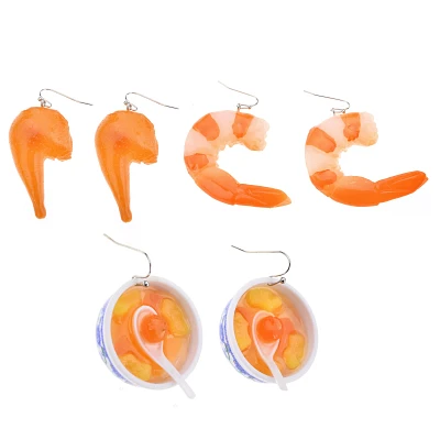 Multi-Pack Sushi Shrimp Soup Dangle Earrings - 3 Pair