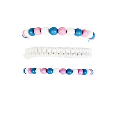 Multi-Pack Trans Pride Braided Cord and Beaded Bracelets - 3 Pack