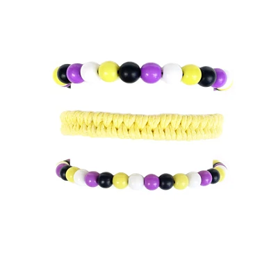 Multi-Pack Nonbinary Pride Braided Cord and Beaded Bracelets - 3 Pack