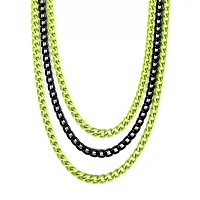 Black and Green Triple Row Wallet Chain