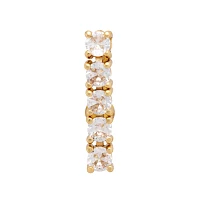 Round Prong CZ Goldtone Titanium Bar Belly Ring - 14 Gauge