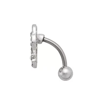 CZ Devil Horned Heart Belly Ring - 14 Gauge