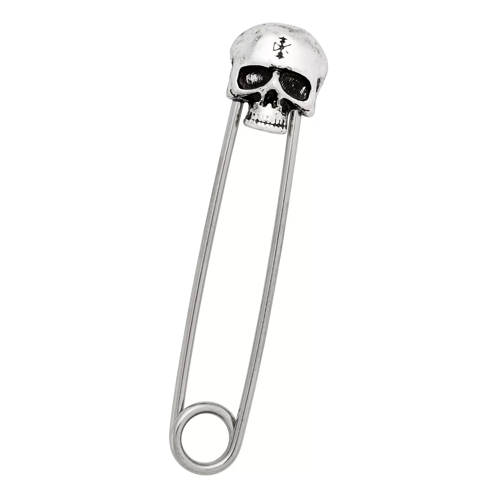 Titanium Skull Safety Pin Industrial Barbell - 16 Gauge