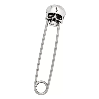 Titanium Skull Safety Pin Industrial Barbell - 16 Gauge