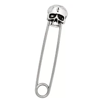 Titanium Skull Safety Pin Industrial Barbell - 16 Gauge