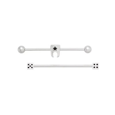 Multi-Pack Tooth and Dice Industrial Barbells 2 Pack - 14 Gauge