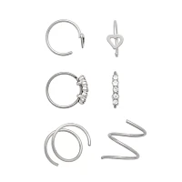 Multi-Pack Titanium Spiral and Half Nose Hoops 6 Pack - 20 Gauge