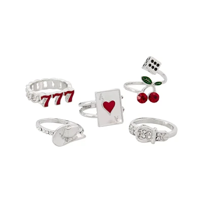 Multi-Pack Gambler Glam Rings - 5 Pack