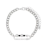 Multi-Pack Silvertone and Black Spiked Chain Bracelets - 5 Pack