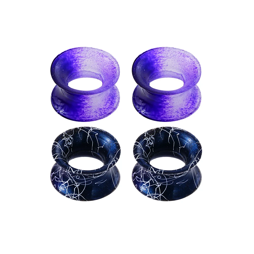 Multi-Pack Silicone Black and Purple Splatter Tunnels - 2 Pair
