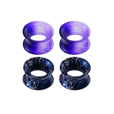 Multi-Pack Silicone Black and Purple Splatter Tunnels - 2 Pair