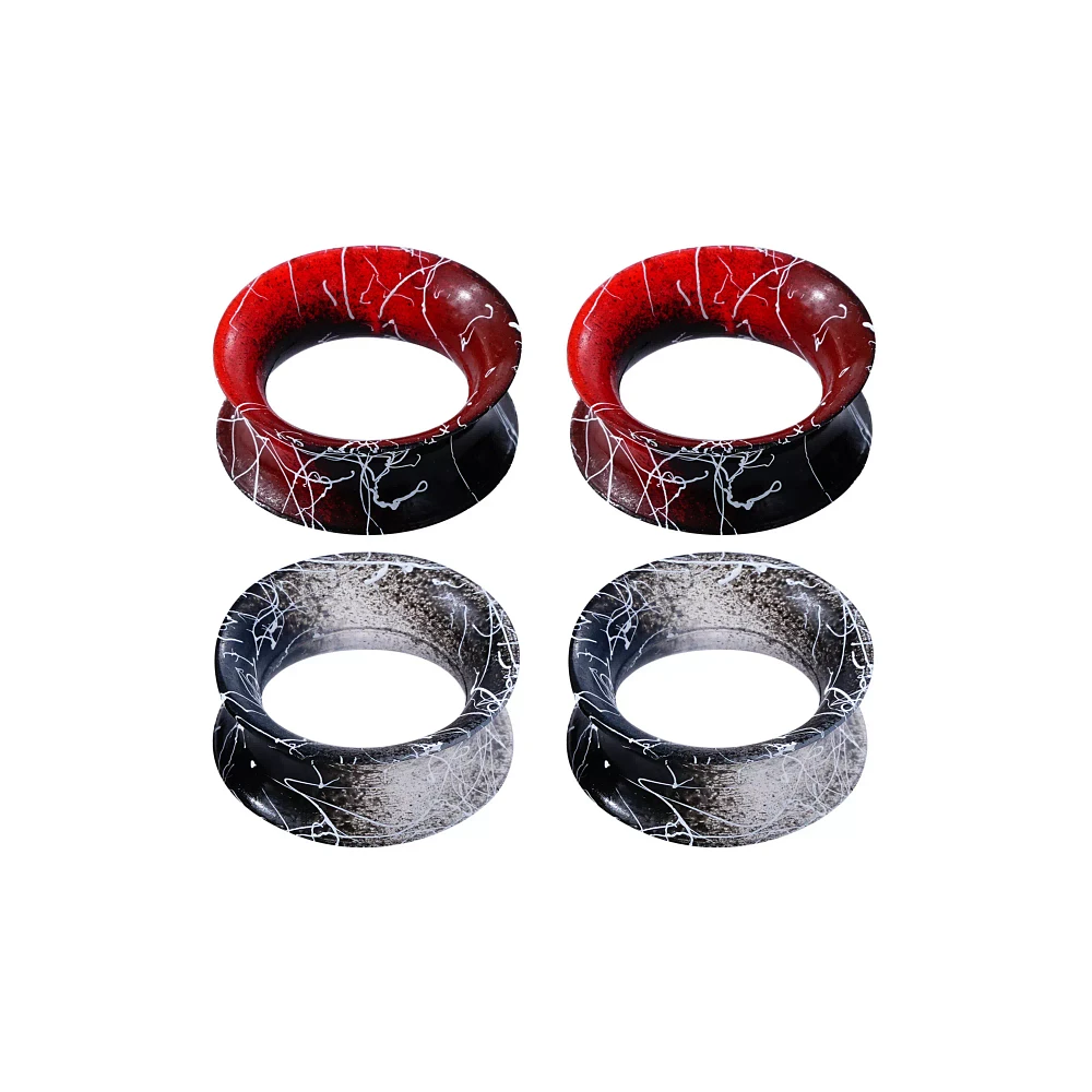 Multi-Pack Silicone Red and Black Splatter Tunnels - 2 Pair