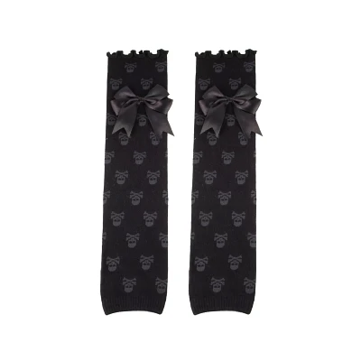 Skull Print Bow Leg Warmers