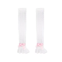 White Pink Bow Leg Warmers