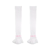 White Pink Bow Leg Warmers