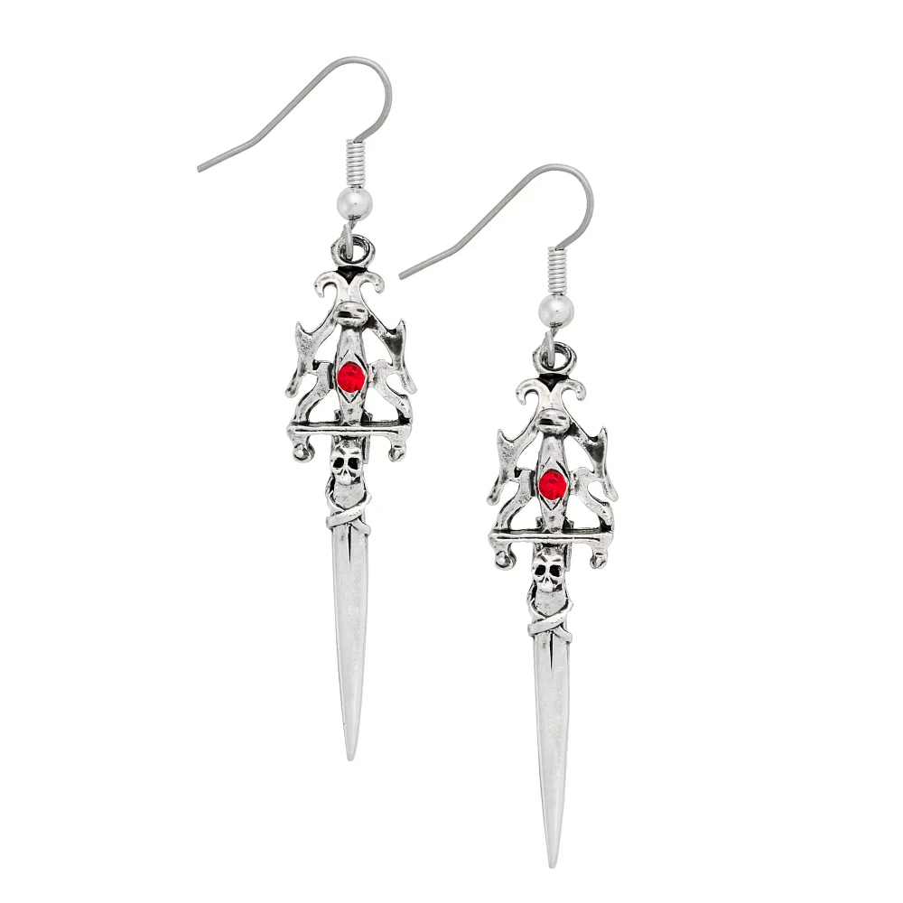 Ornate Gothic Sword Dangle Earrings