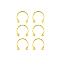Multi-Pack Goldtone Titanium Horseshoe Rings 6 Pack - 14 Gauge