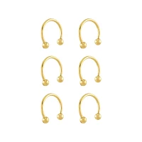 Multi-Pack Goldtone Titanium Horseshoe Rings 6 Pack - 14 Gauge