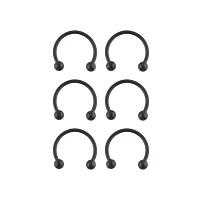 Multi-Pack Black Titanium Horseshoe Rings 6 Pack - 14 Gauge