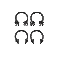 Multi-Pack Spiked Spider Horseshoe Rings 2 Pair - 14 Gauge