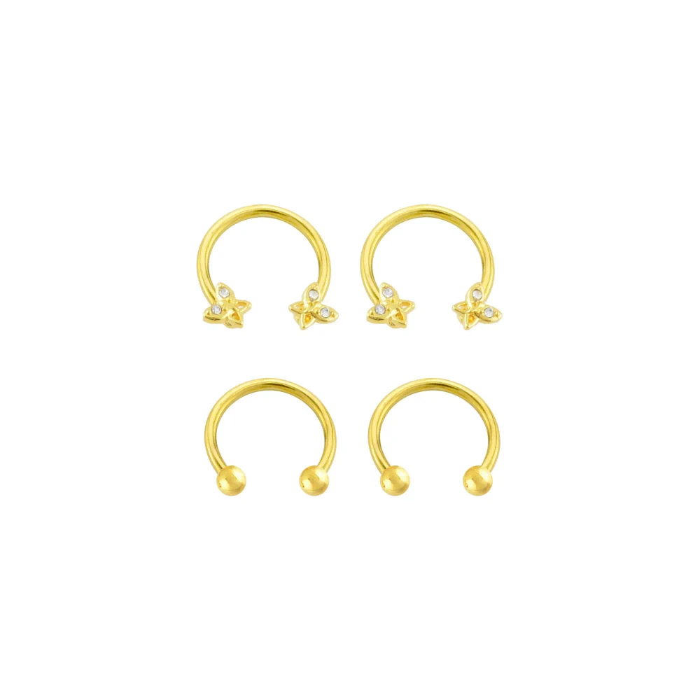 Multi-Pack Goldtone CZ Butterfly Horseshoe Rings 2 Pair - 16 Gauge