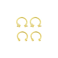 Multi-Pack Goldtone CZ Butterfly Horseshoe Rings 2 Pair - 16 Gauge