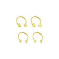 Multi-Pack Goldtone CZ Butterfly Horseshoe Rings 2 Pair - 16 Gauge
