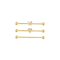 Multi-Pack CZ Heart Butterfly Titanium Industrial Barbells 3 Pack - 14 Gauge