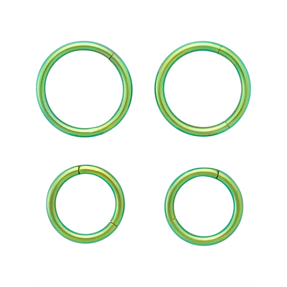 Multi-Pack Green Hinged Hoop Ring - 4 Pack - 16G