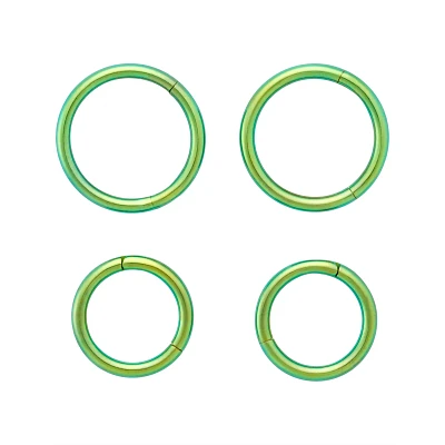 Multi-Pack Green Hinged Hoop Ring - 4 Pack - 16G