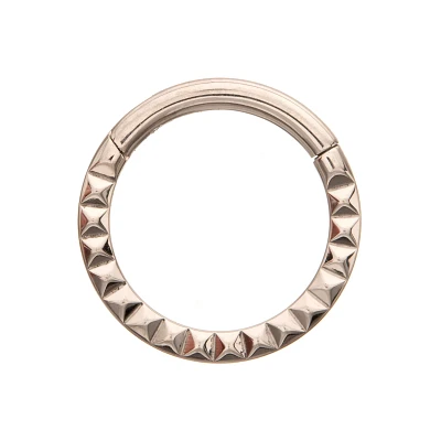 Pyramid Stud Titanium Hinged Septum Ring - 16 Gauge
