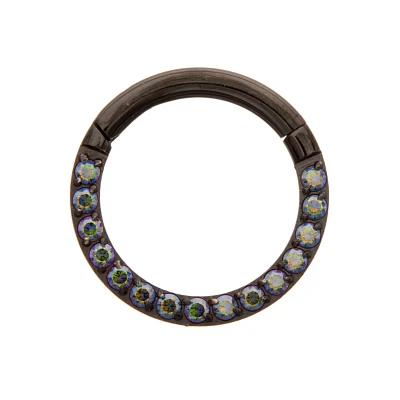 Vitrail CZ Black Titanium Hinged Septum Ring - 16 Gauge