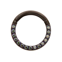 Vitrail CZ Black Titanium Hinged Septum Ring - 16 Gauge