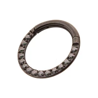 Vitrail CZ Black Titanium Hinged Septum Ring - 16 Gauge