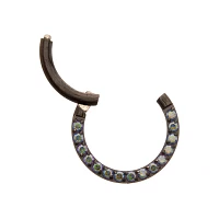 Vitrail CZ Black Titanium Hinged Septum Ring - 16 Gauge