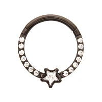 CZ Star Black Titanium Hinged Septum Ring - 16 Gauge