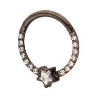 CZ Star Black Titanium Hinged Septum Ring - 16 Gauge