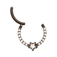 CZ Star Black Titanium Hinged Septum Ring - 16 Gauge