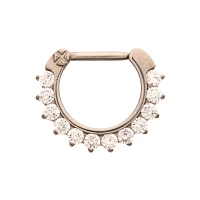 Titanium CZ Pronged Clicker Septum Ring - 16 Gauge