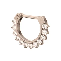 Titanium CZ Pronged Clicker Septum Ring - 16 Gauge