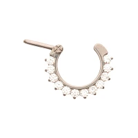 Titanium CZ Pronged Clicker Septum Ring - 16 Gauge