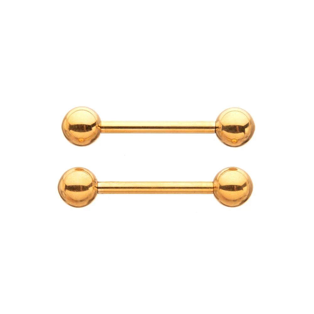 Goldtone Titanium Internally Threaded Nipple Barbells - 14 Gauge
