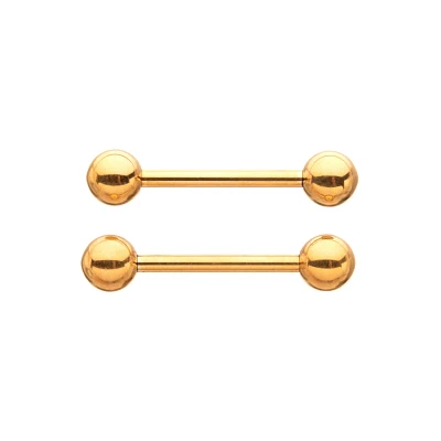 Goldtone Titanium Internally Threaded Nipple Barbells - 14 Gauge