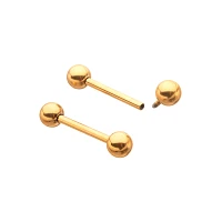 Goldtone Titanium Internally Threaded Nipple Barbells - 14 Gauge