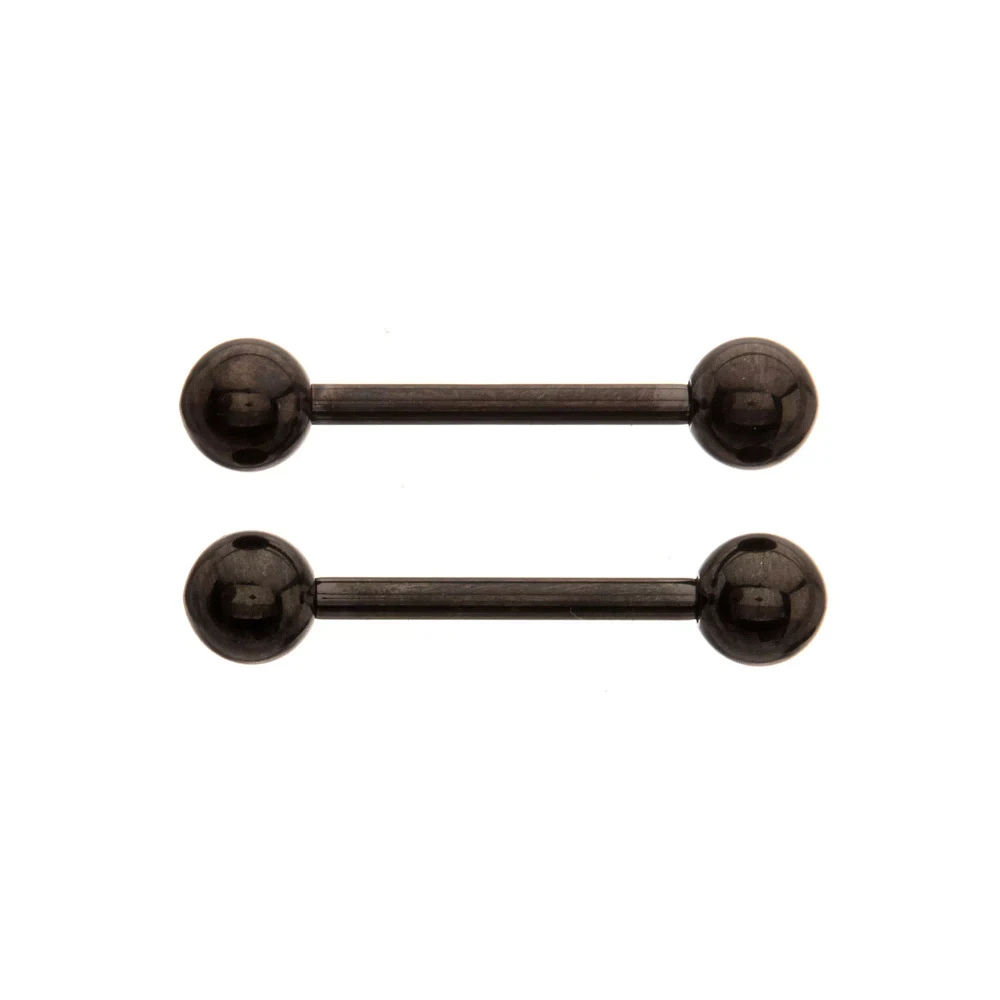 Black Titanium Internally Threaded Nipple Barbells - 14 Gauge