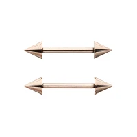 Silvertone Spiked Internally Threaded Nipple Barbells - 14 Gauge