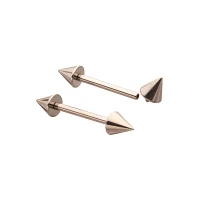 Silvertone Spiked Internally Threaded Nipple Barbells - 14 Gauge